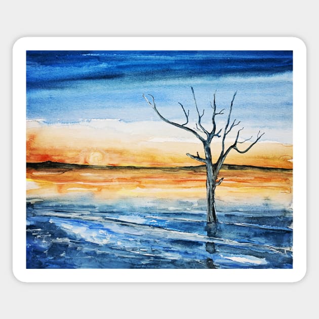 Lonely tree on the shore Sticker by KissArt